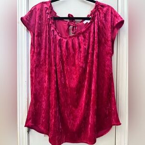 Lauren Conrad Elegant Velour Red Women's Top